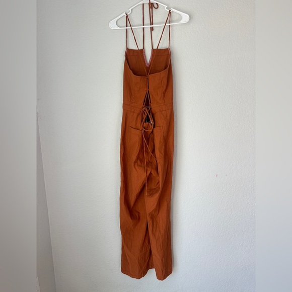 Anthro Maeve Colette Rust Strappy Back Jumpsuit 14 - Picture 10 of 13